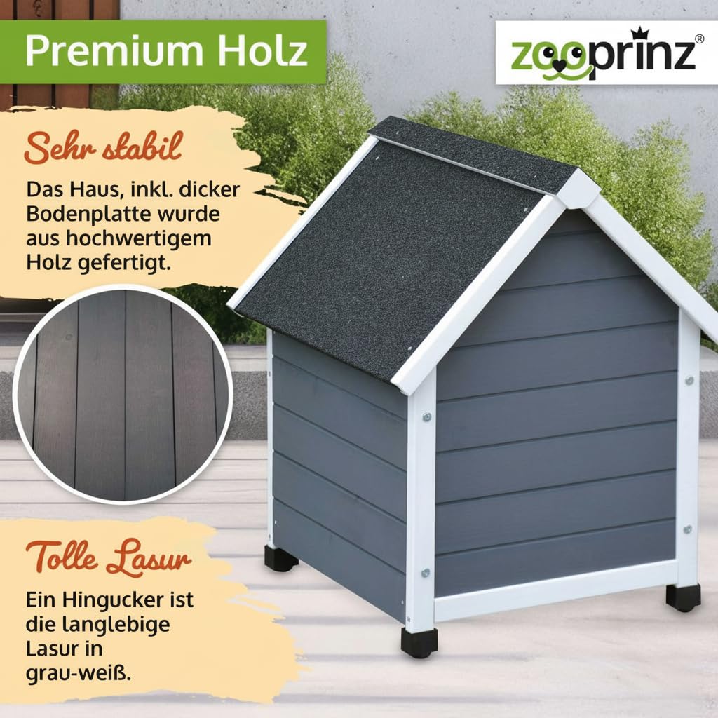zooprinz Holz Katzenhaus – Katzenhütte im Skandi-Look, Grau-Weiß