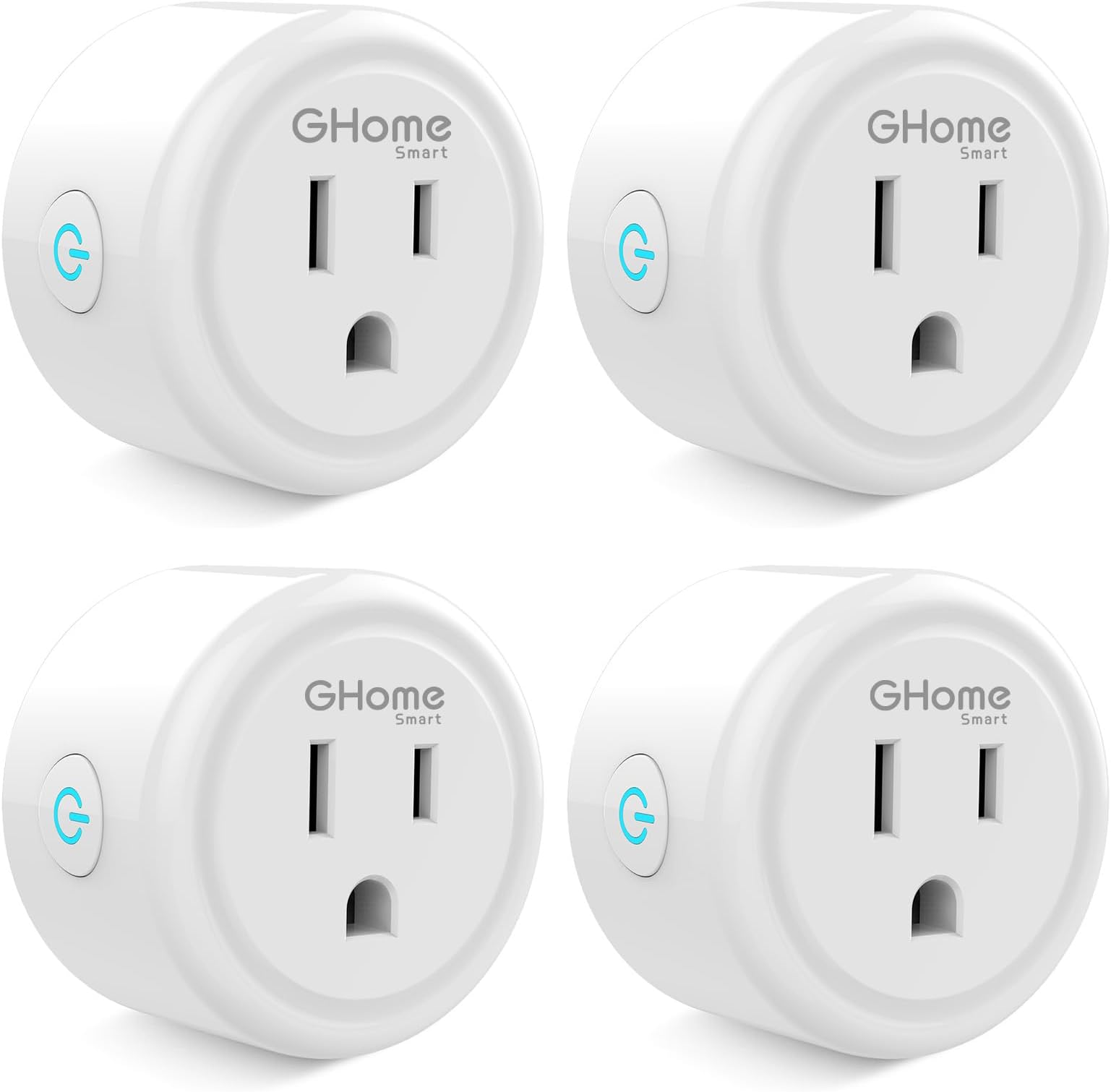 GHome Smart Plug Mini, WiFi Smart Outlet Plug Works with Alexa and Google Home, Timer Outlet with APP Control, 2.4GHz Network Only, No Hub Required, ETL FCC Listed (4 Pack), White