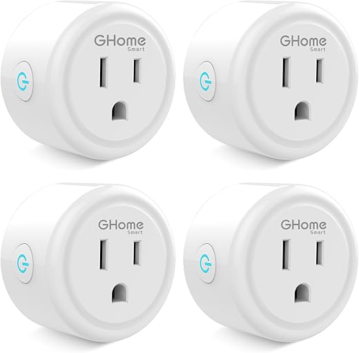 GHome Smart Plug Mini, WiFi Smart Outlet Plug Works with Alexa and Google Home, Timer Outlet with APP Control, 2.4GHz Network Only, No Hub Required, ETL FCC Listed (4 Pack), White