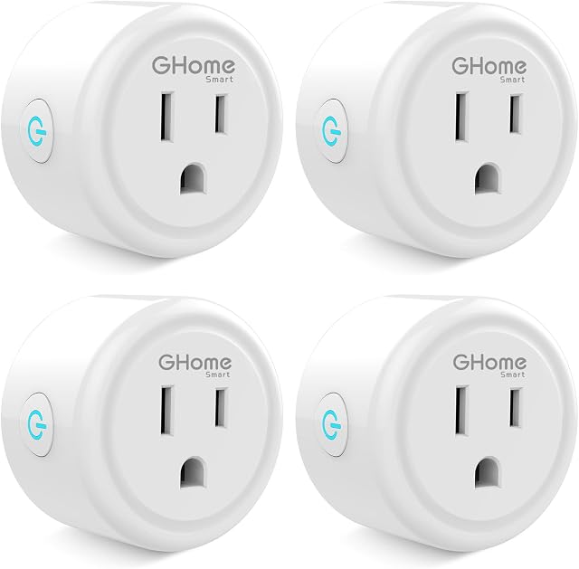 GHome Smart Mini Smart Plugs Travailler avec Alexa et Google Home, WiFi Smart Fonction de contrôle à distance de la prise de courant, seulement 2.4GHz réseau, aucun Hub requis, ETL FCC Inscrit