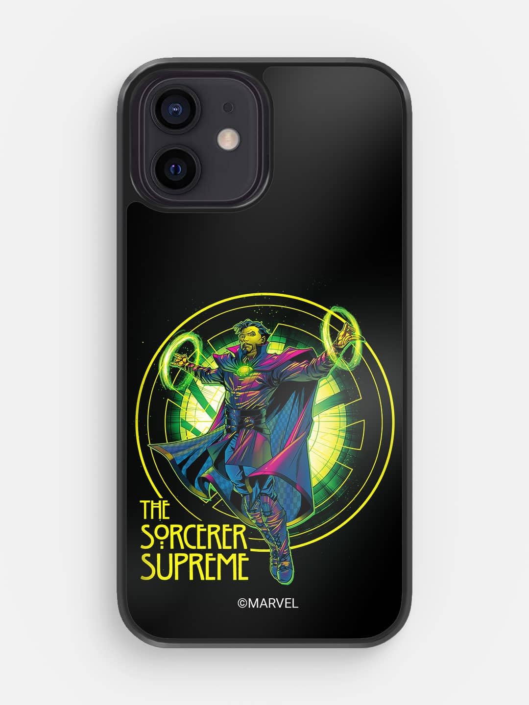 Macmerise Neon Sorcerer Supreme Bumper Back Cover Case Compatible with iPhone 12 | Shock-Absorbing Rubberized Sides, PC & Acrylic Hard Back, HD Print, All Sides Protection, Slim & Lightweight