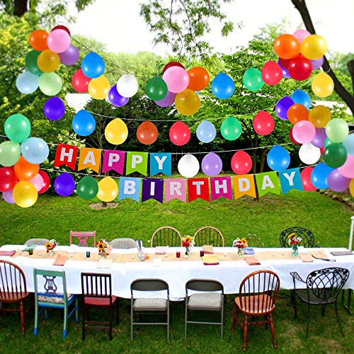 image for Yeunmu 120 Colorful Latex Balloons, in 12 Assorted Colors, 12-inch Thi