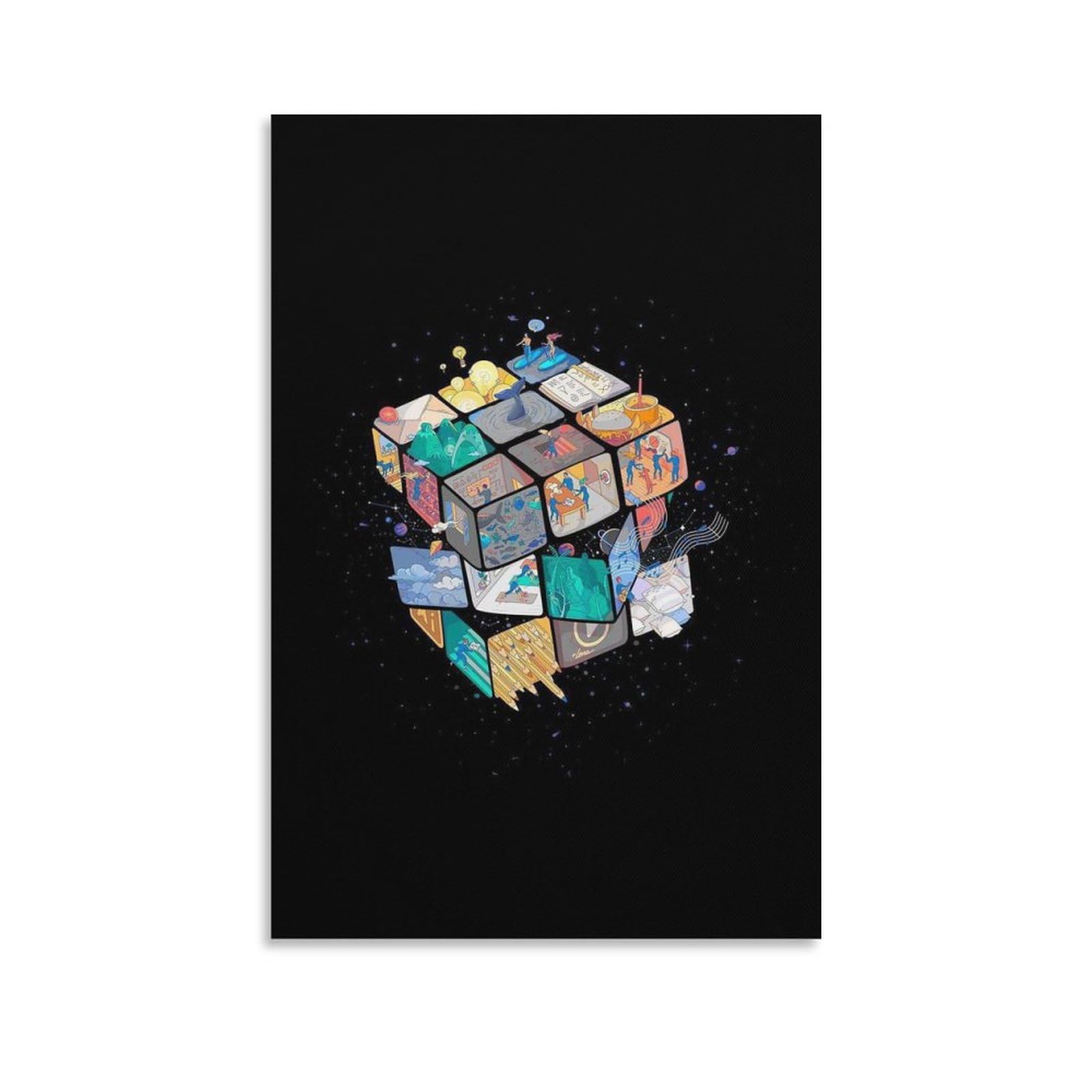 Amazon.co.jp: 絵画 カラールービックキューブインテリア 絵画