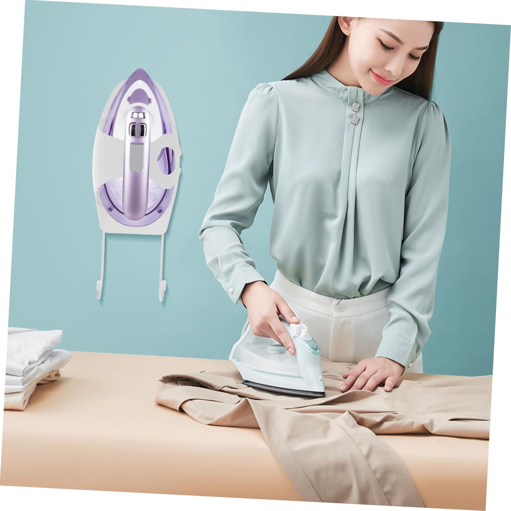 Porta Asse da Stiro da Parete Bianco in Abs per Lavanderia | Supporto per Ferro e Asse, Design Multifunzione Termoresistente, Soluzione Ordinata per Stanza Bucato