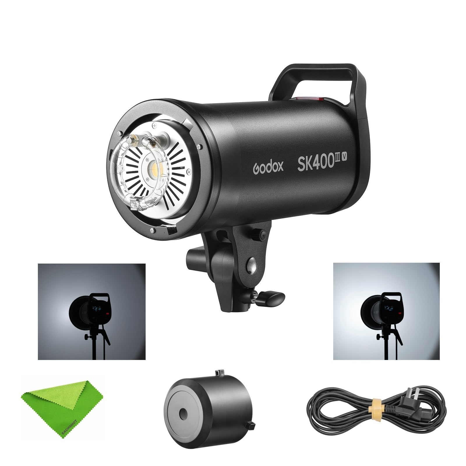 Godox SK400III-V SK400IIIV 400Ws Photo Studio Strobe Flash Monolight, GN65, 10W LED Modeling Lamp, Recycle Time 0.1-1.5s, 2.4G Wireless, Bowens Mount Flash for Studio, Shooting, Location, Portrait