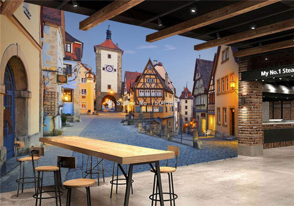 Papier peint mural 3D ville européenne 350x245 cm pour salon et café