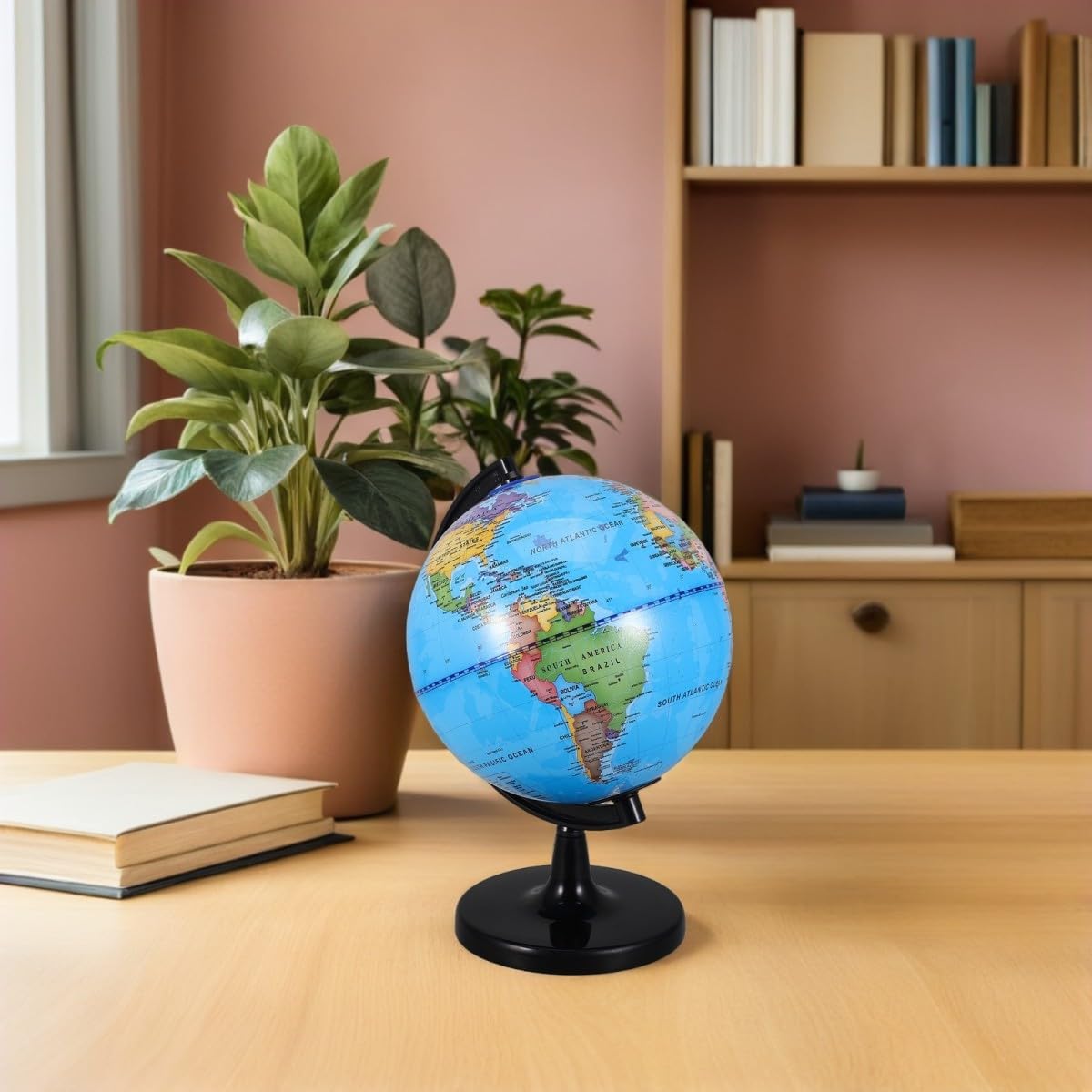 Zerodeko Globo Terráqueo Educativo con Base de Plástico y Cable Usb, Giratorio y Resistente para Uso en Aula y Enseñanza en Casa