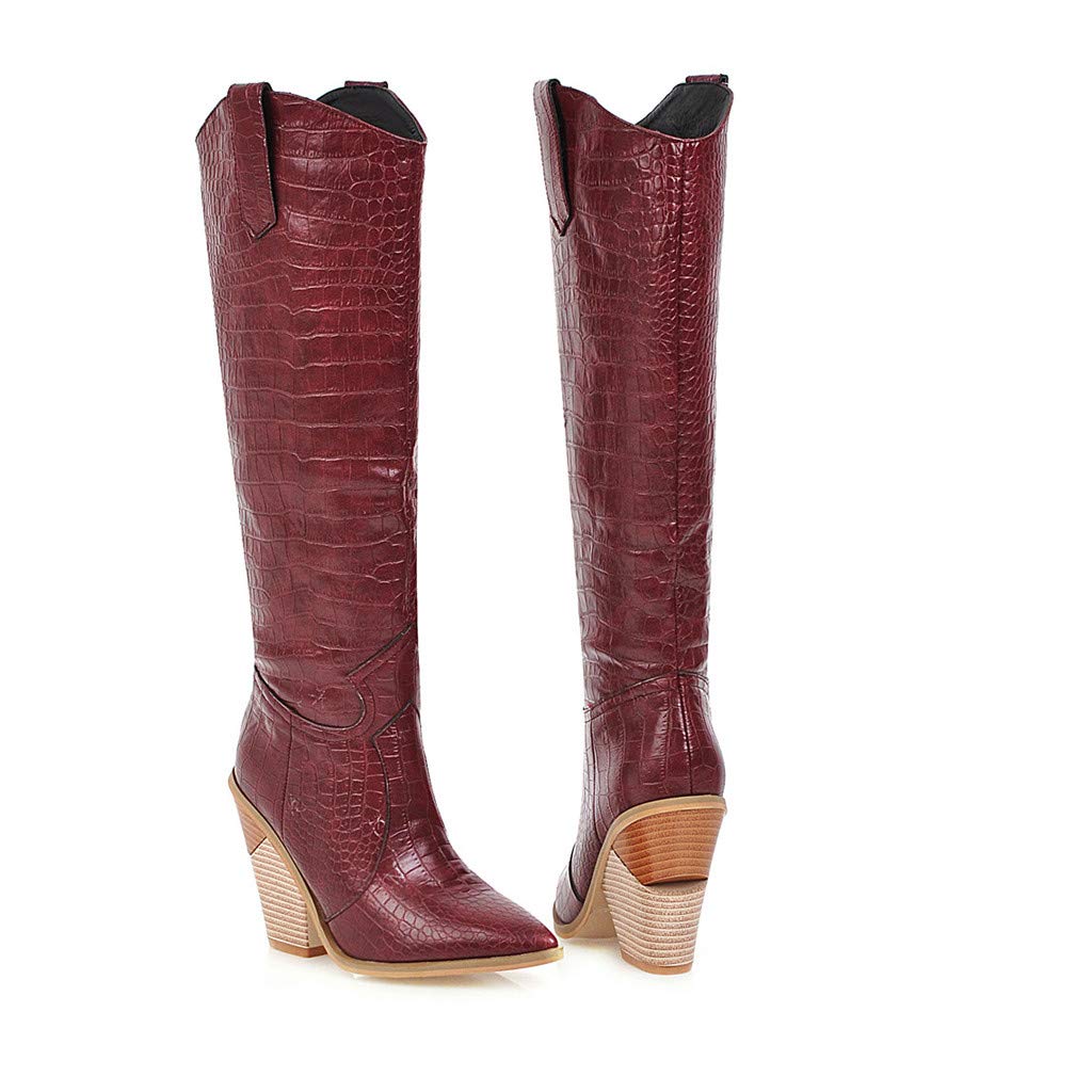 Botas Largas para Mujer Botas hasta La Rodilla del Reino Unido Botas De Montar para Mujer Cuñas con Punta Puntiaguda Botas De Tobillo De Tacón Grueso para Mujer Zapatos De Fiesta Elegantes Informales