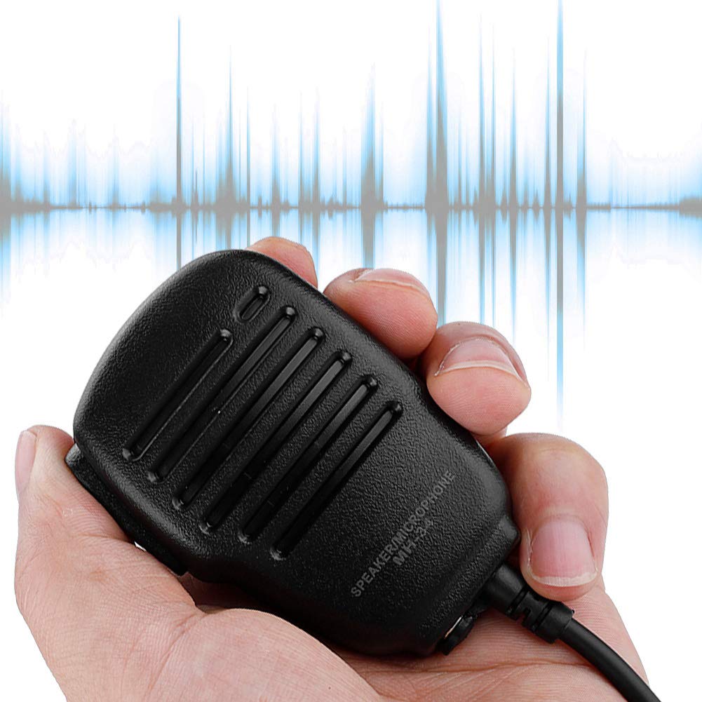 Topiky Talkie-walkie Haut-Parleur Microphone, Prise Casque 3,5 mm Portable épaule 2 Voies Radio Haut-Parleur Externe Micro avec PTT