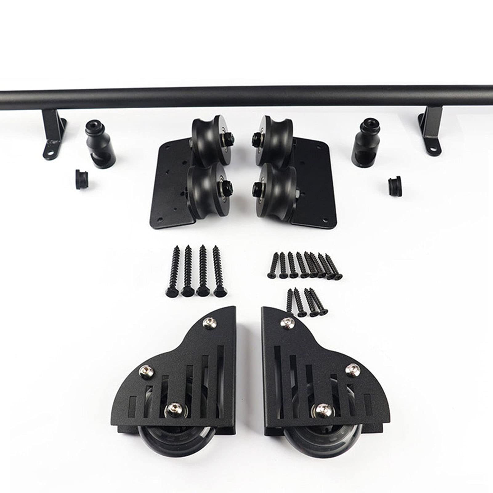 Schiebetür-Hardware-Set, 1 m - 6 m, Rollleiter, Hardware, Bibliothek, Schiebeleiter, Hardware-Kit, schwarzes Stahl-Rundrohr, mobile Leiter