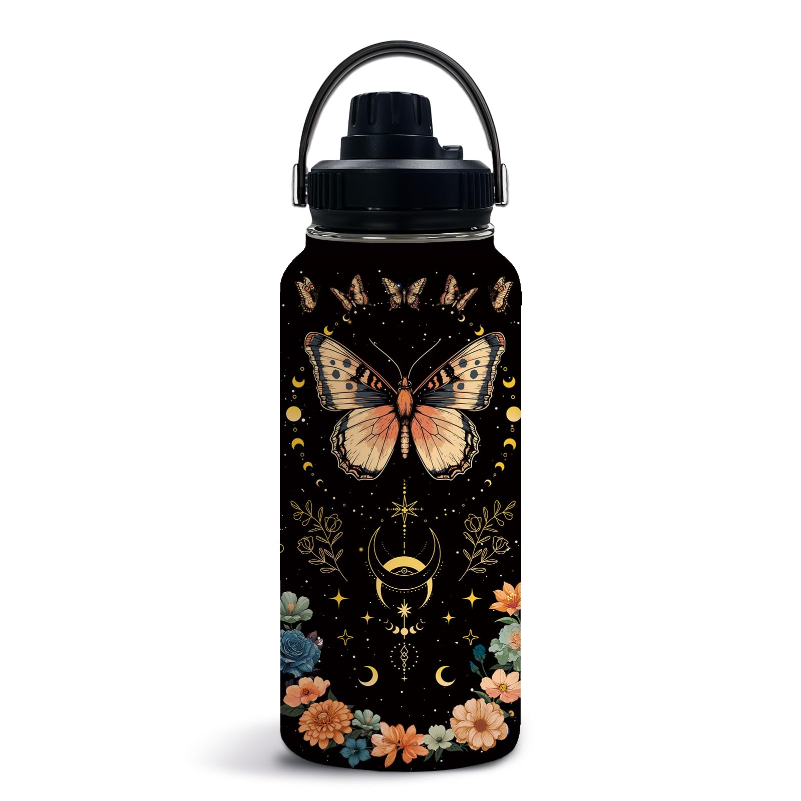 Butterfly Gift for Woman Goth Butterfly Water Bottle with Lid for Girl 32oz Thanksgiving Christmas Gifts for Butterflies