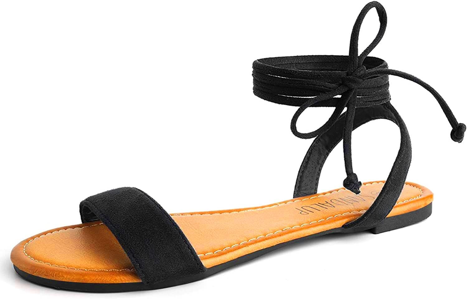 SANDALUPWomens Sandals Dressy Strappy Summer Cute Tie Up Ankle Strap flat sandals for women