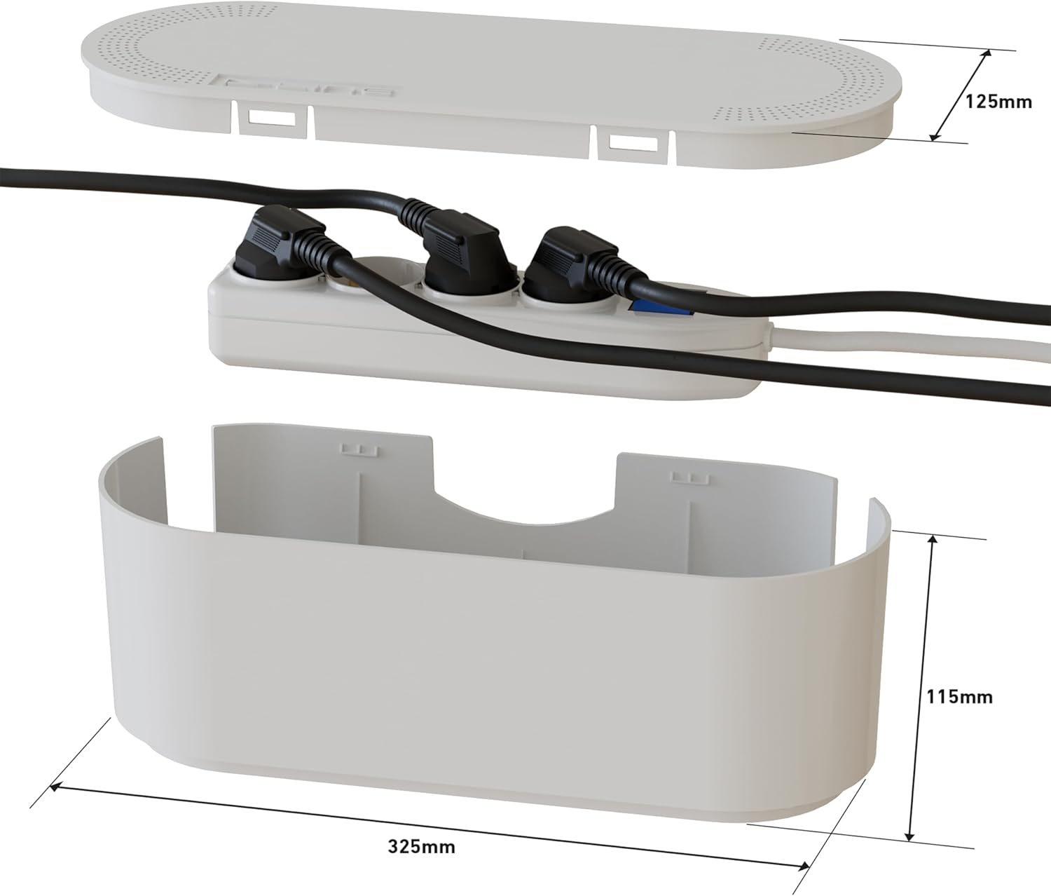 D-Line Boîte Rangement Câbles | Cache Câbles Multiprise | Blanc | Organisez Vos Espaces - Image secondaire
