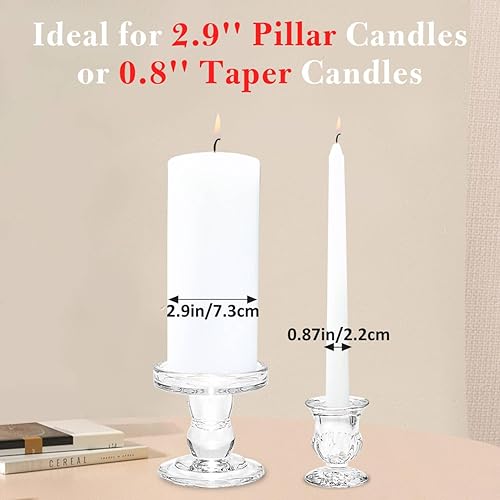 Miniatura 4 de Unity - Portavelas de cristal para velas de pilar, juego de 3 portavelas de cristal, candelabros decorativos de vidrio transparente para mesa de