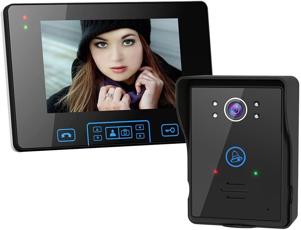 XINYICONG 2.4G Wireless Door Phone Doorbell Intercom System HD Digital Camera Night Vision 7 Inch Door Bell Home Security Monitor with Wireless Unlock Control