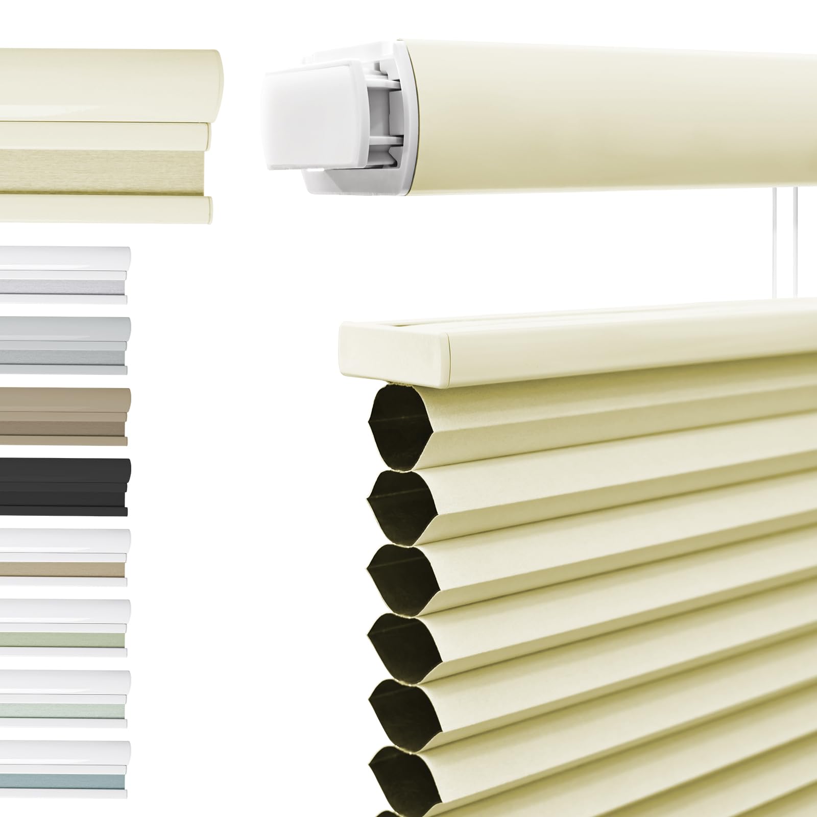 Blackout Top Down Bottom Up Cellular Blinds No Drill No Tools Custom Cordless Honeycomb Shades for Window Privacy Blinds Window Treatment(Beige,180cm W x 180cm H)