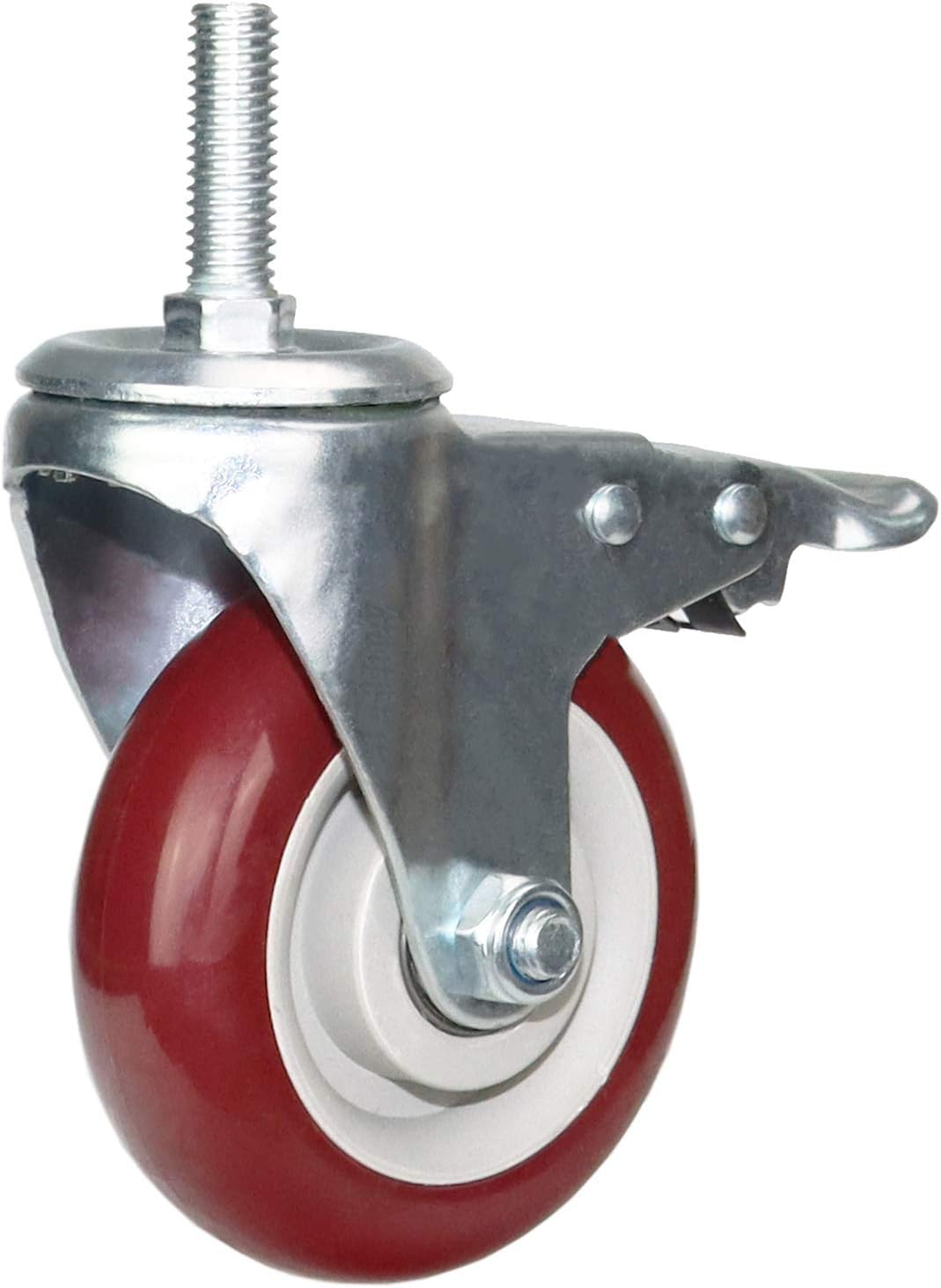 DICASAL 4 Inch Swivel Stem Casters Heavy Duty American Size UNC 1/2"-13x1-1/2"Stem Thread Wheels 360 Degree Durable Wheels Dual Safety Locks Castors with 1650 Lbs Capacity Pack of Four: Automotive