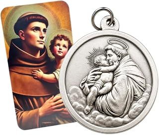 Westmon Works St Anthony Medal Prayer Card Italian Catholic Medallion Patron Saint of Hopeless Causes Metal Medallion Charm Gift