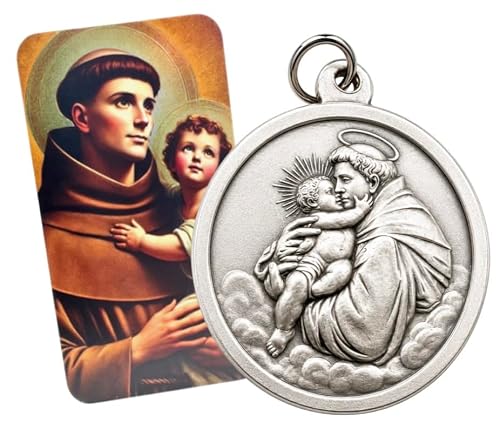 St Anthony Medal Prayer Card Italian Metal with USA Made Prayer Card