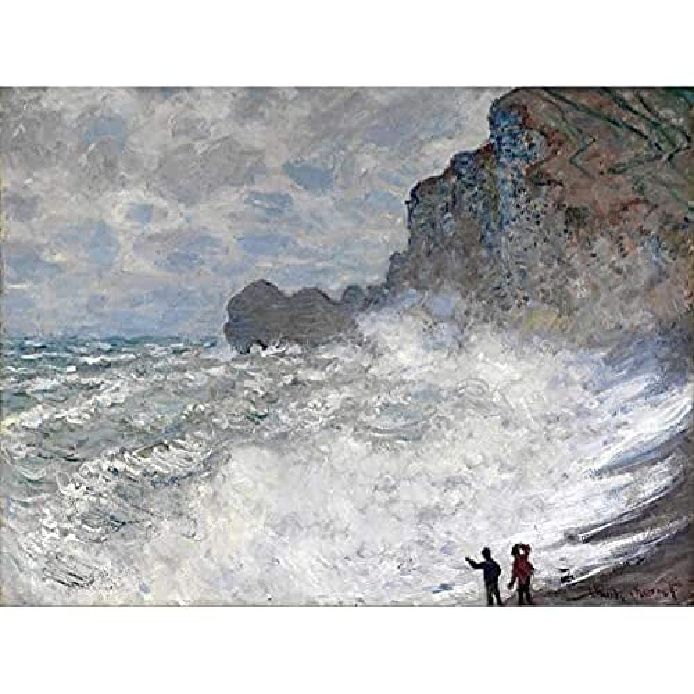 Claude Monet Rough Weather At Etretat Art Print Canvas Premium Wall Decor Poster Mural
