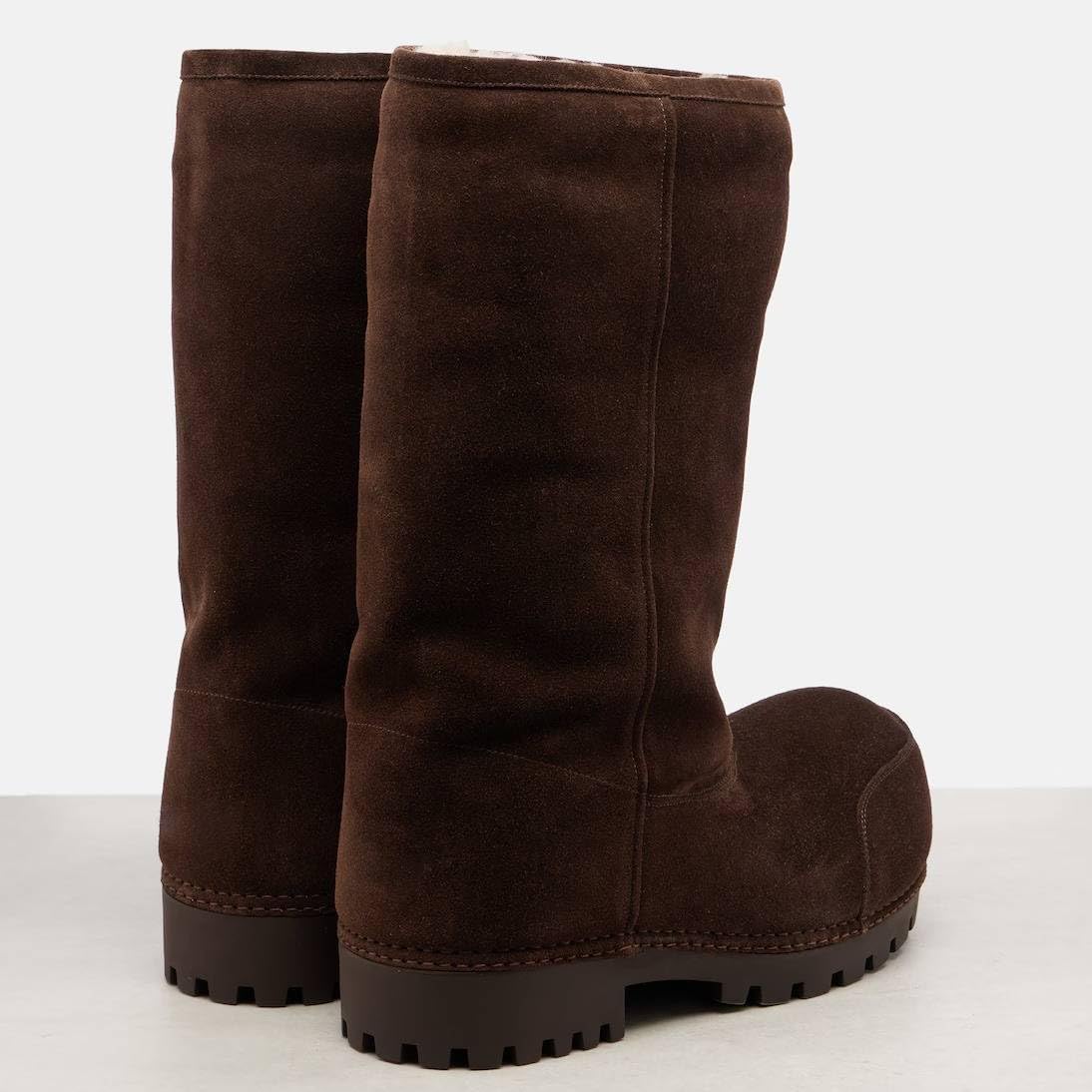 Platform Snow Boots for Women Suede Classic Fur Hippy Mid Calf Winter Boots Slip On High Boots Comfortable Chunky Trending Shoes Biege - Image 4