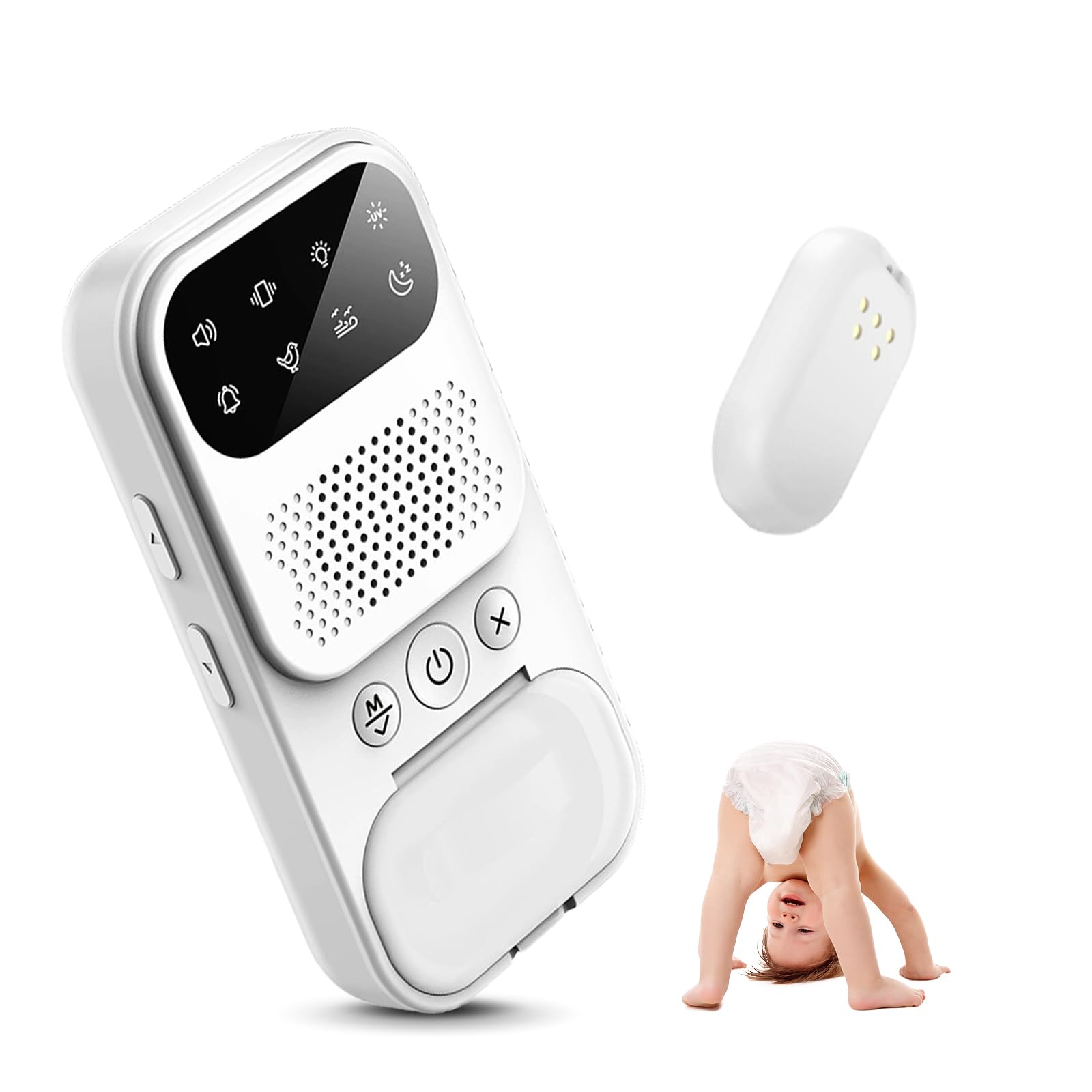 Allarme Enuresi Notturna, Sensore Wireless per Bagnare il Letto con Luce Notturna, Suoni e Vibrazione, Allarme Pipì per Neonati e Bambini