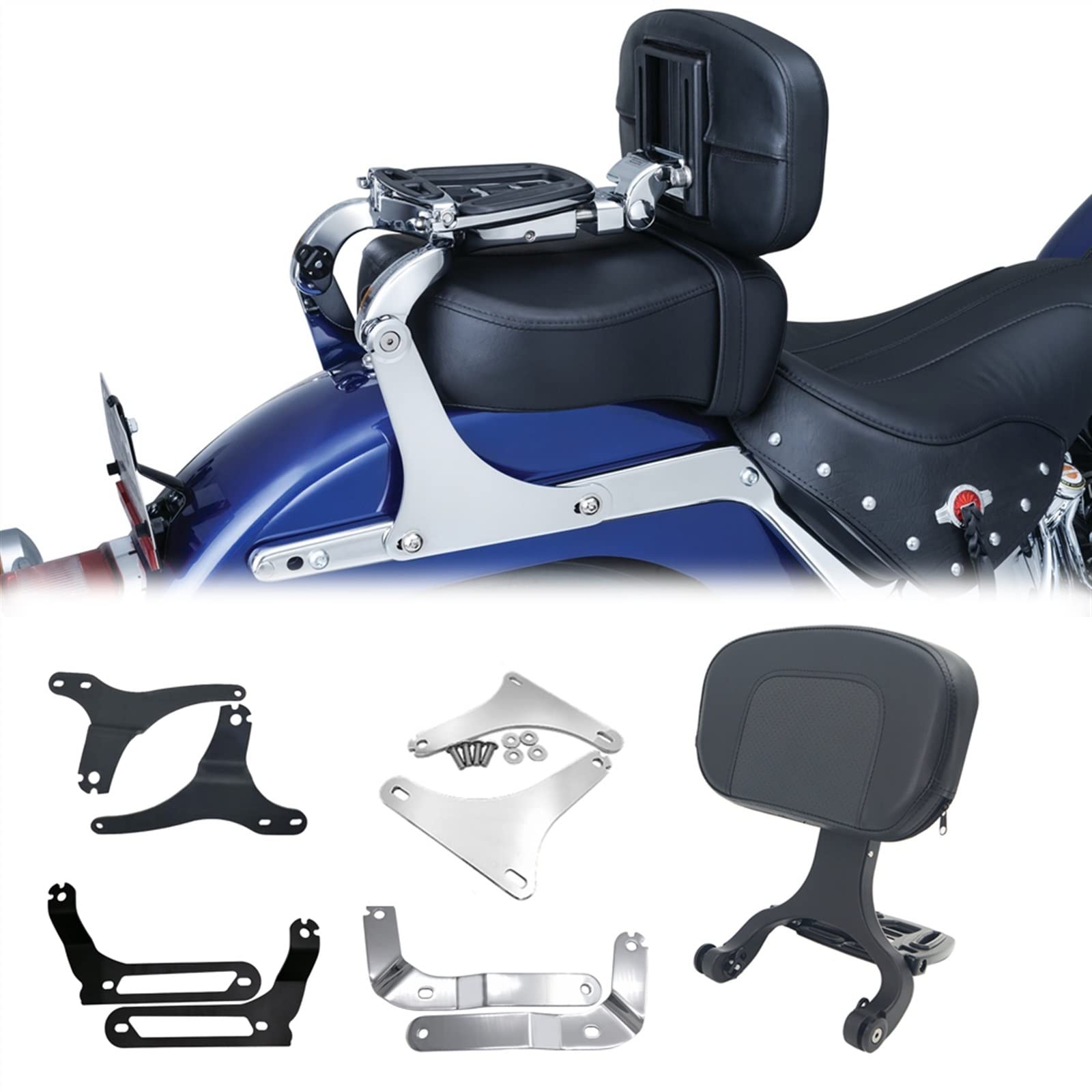 NINOMA Schienale del Sedile del Conducente Regolabile Plug-in Moto per Harley per Fat-Boy Street Bob Dyna Softail Sportster Touring Road King Coda gobba (Color : 3)