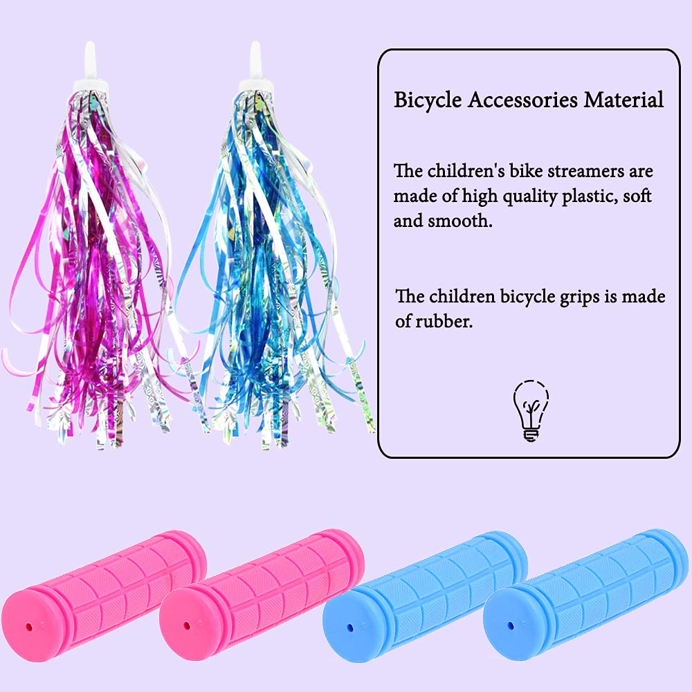Rubans Guidon Vélo Avec Pompons Colorés - Longueur 25 Cm - Bleu Et Rose - Décoration Vélo, Trottinette