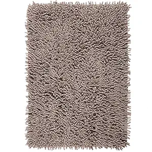 SARAL HOME EASY LIVING Saral Home Cotton Shaggy Anti-Skid Bath Mat (Grey, 40X60 Cm, Rectangular)