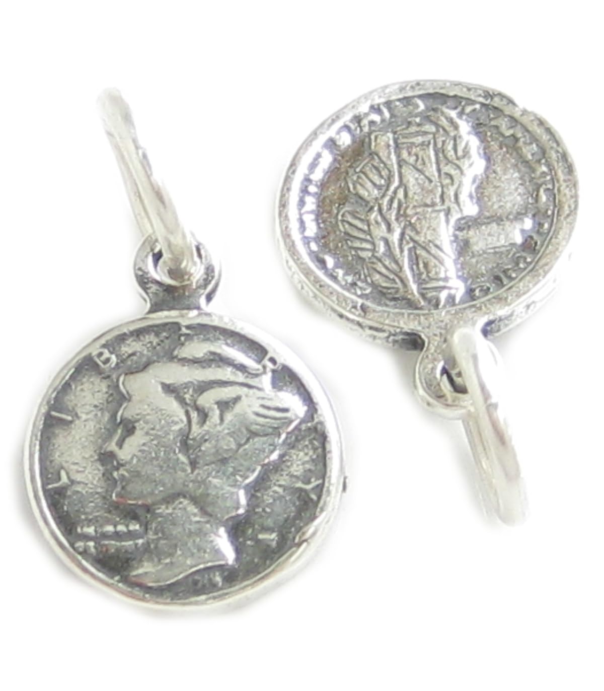 Mercury Dime TINY sterling silver charm .925 x1 Dimes Coins charms