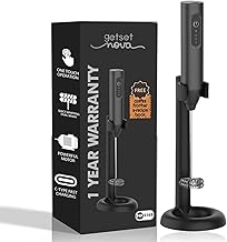 GetSetNova Rechargeable Milk Frother & Coffee Whisker with Dual Spring Tech | 1 Year Replacement Warranty | Free Coffee Frothing Recipe Book (Frother with Black Stand)