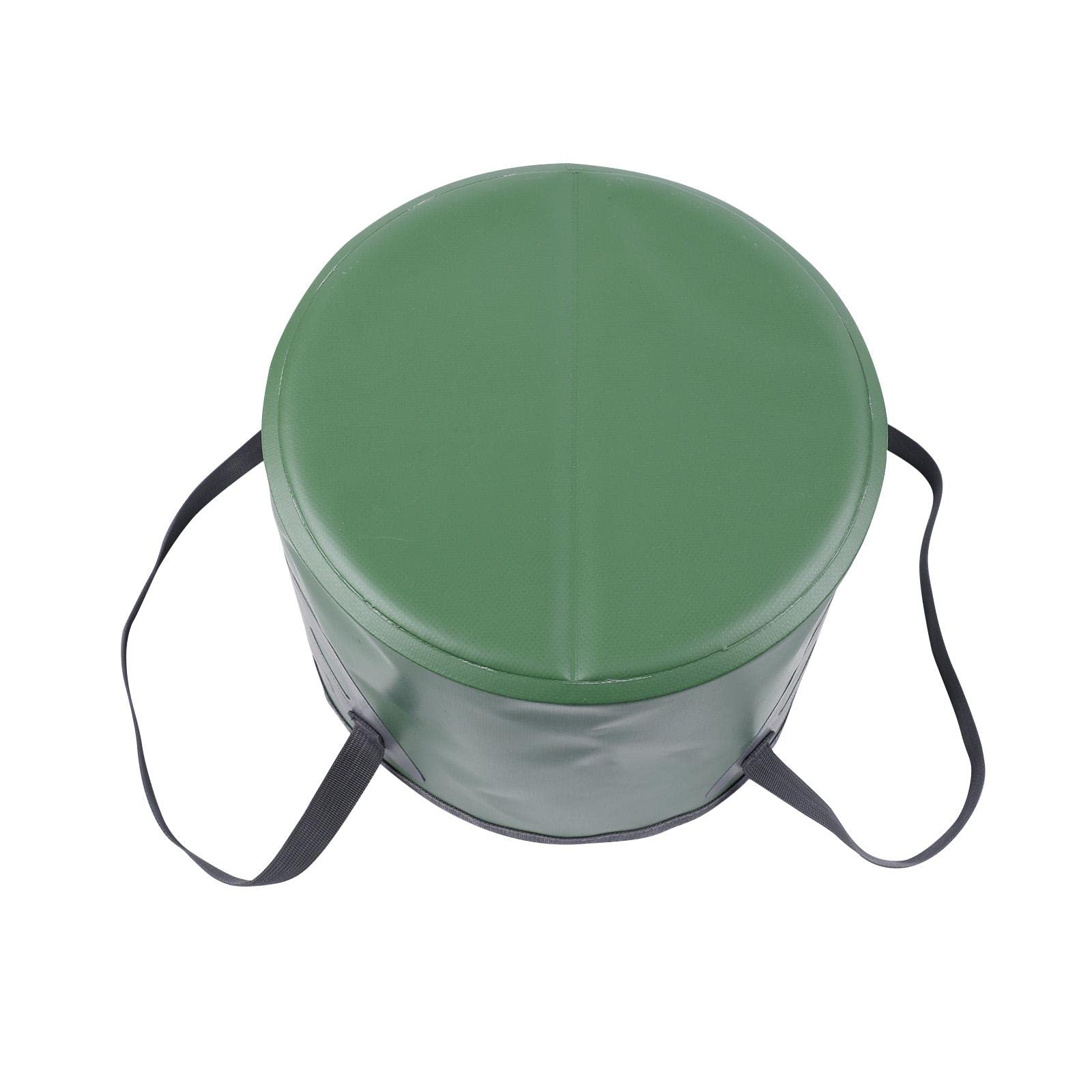 Seau Pliable avec Anse Renforcée Seau de Bassin Extérieur Pliable Bassin d'eau Portable Pliant Récipient d'eau pour Lavage des Pieds Matériau PVC Dura, Vert