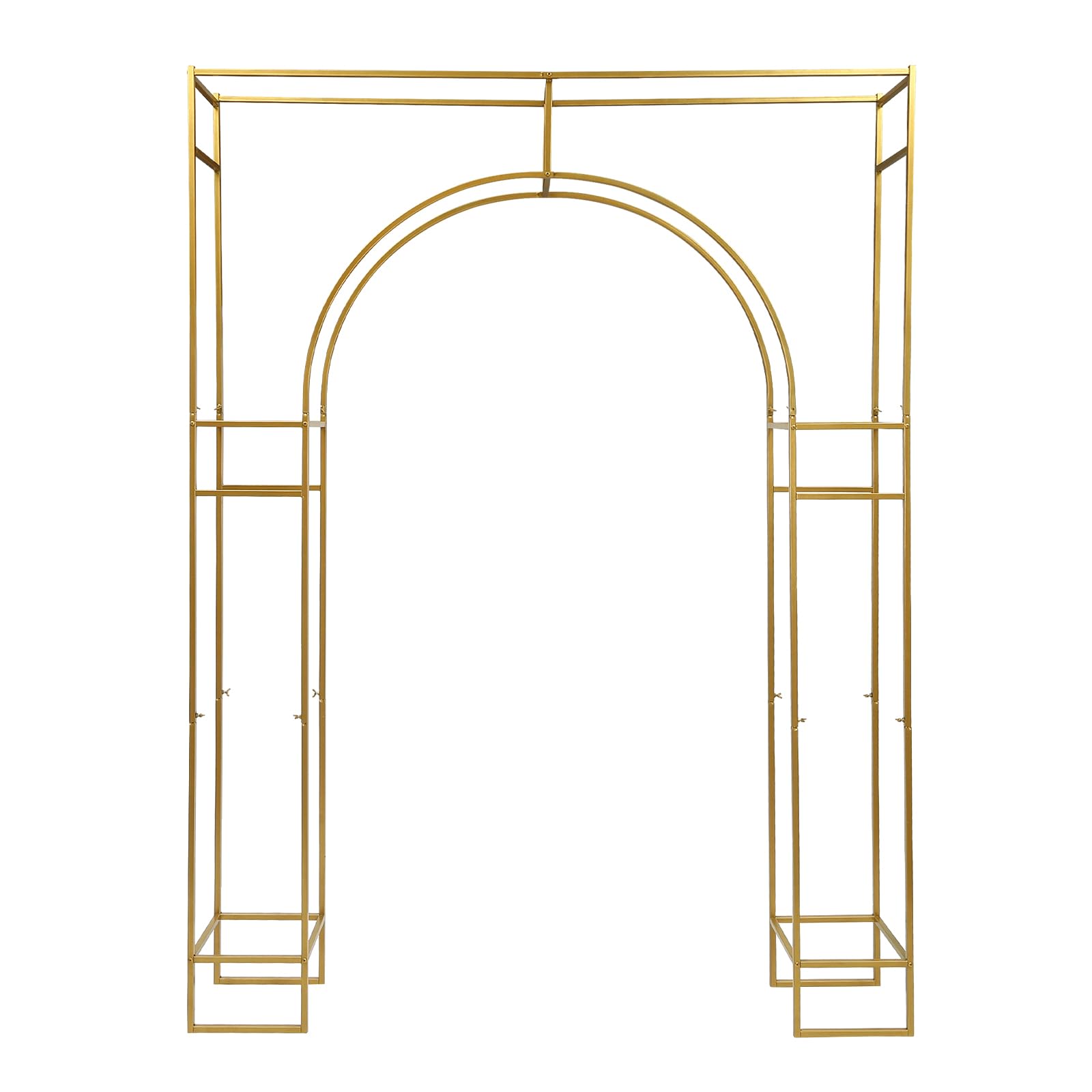 Hochzeit Bogen 1,8 x 2,4 m Hochzeitsbogen Hintergrundkulisse Gold | Gewölbtes Inneres und quadratisches Äußeres Design | Blumen Ballon Freistehend Rahmen Aus Kohlenstoffstahl Stand