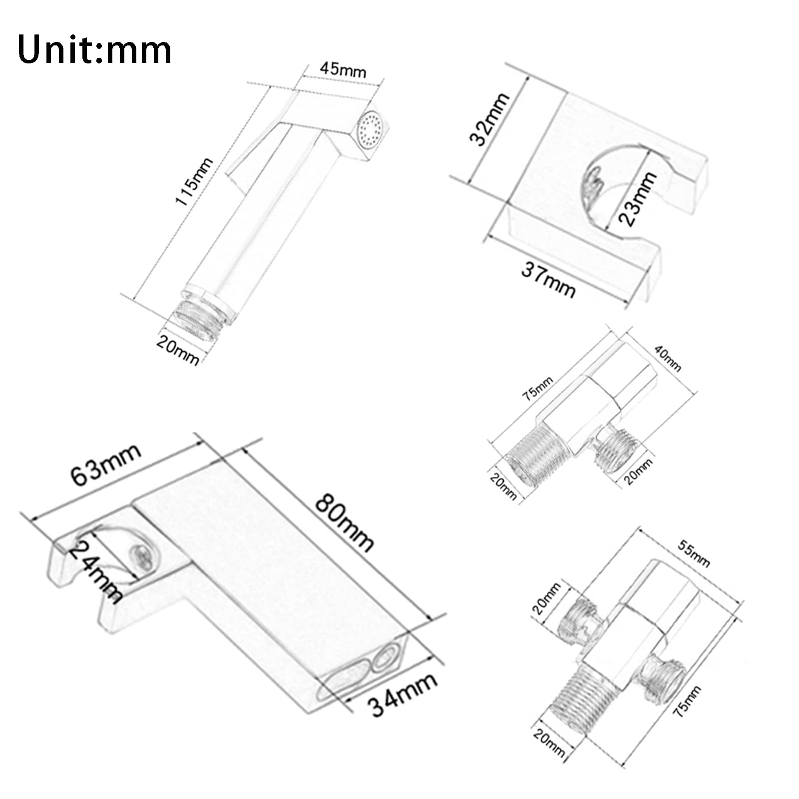 Bidet-Sprüher für die Toilette mit an der Wand montiertem Sprühset aus Messing für Baby-Stoffwindeln und 59-Zoll-Schlauch für die Intimwäsche, bronzefarbener Hand-Bidet-Sprühaufsat
