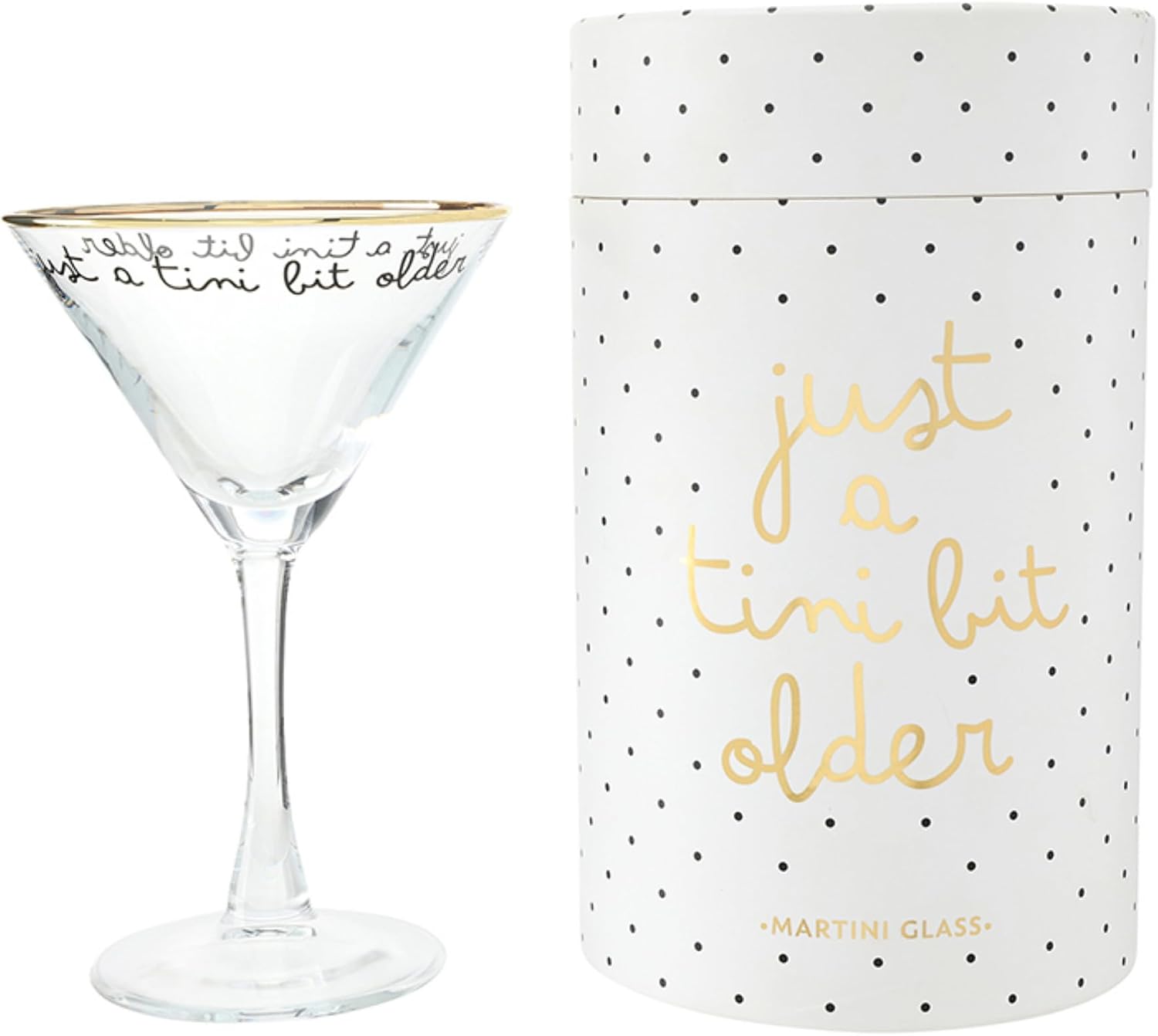 Santa Barbara Design Studio Martini Glasses - Long Stem Cocktail Glass Gift Boxed, 5.5-Ounce, Gold Foil Tini Bit Older