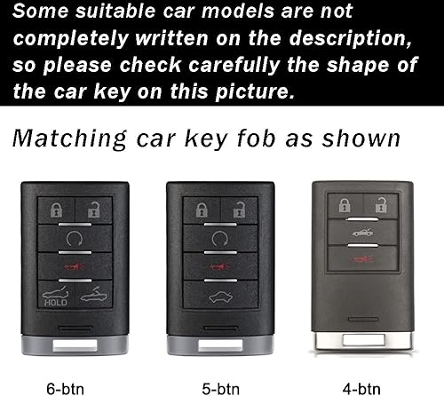 Miniatura 2 de ontto Compatible con Cadillac Key Fob Protector Carbon Pattern Key Case ABS Car Key Cover para SRX DTS STS XTS CTS Escalade 2005-2011 Negro