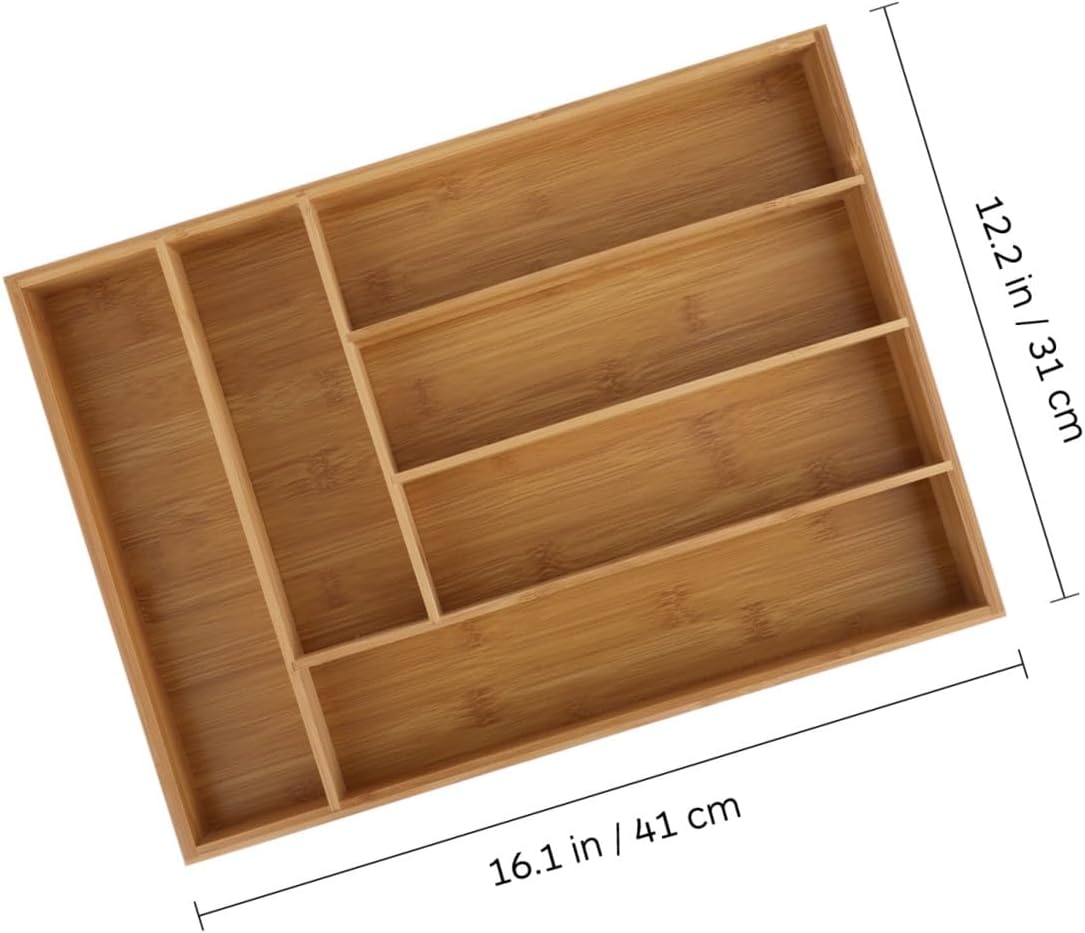 TIDTALEO Drawer Organizer Box 6 Compartments, Tableware and Cutlery Storage Tray, Kitchen Utensil Organizer for Cabinet and Drawer Use
