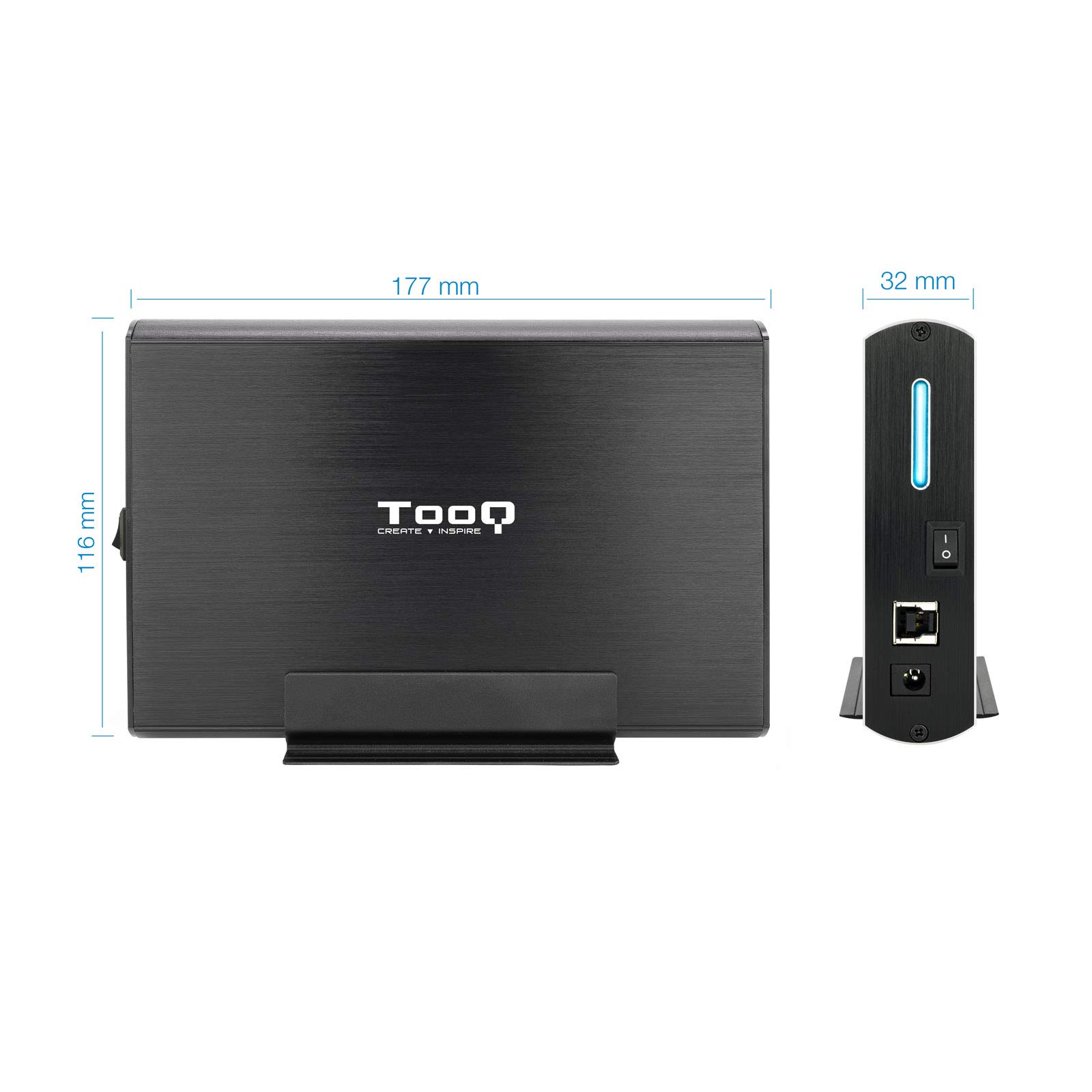 TooQ TQE-3531B - obudowa do 3,5 cala HDD (SATA I/II/III, USB 3.0), aluminium, wyświetlacz LED, czarna