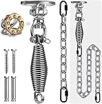 SELEWARE Kit de suspension pour chaise de hamac, porte-charnière à roulement avec ou sans ressort & Chaîne en acier inoxydable 360° Crochets pivotants, Mont de plafond pour accrocher à l'intérieur extérieur chaise de hamac Yoga Silk Punching Bag