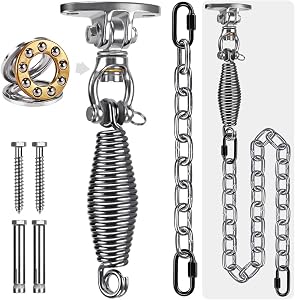SELEWARE Hammock Chair Hanging Kit, Bearing Swing Hanger w/Spring & Chain | Stainless Steel 360° Swivel Swing Hooks, Ceiling Mount for Hanging Indoor Outdoor Swing Hammock Chair Yoga Silk Punching Bag