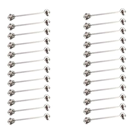 Sun Shield Stainless Steel Gate Hook Round 6 Inches Chrome/Silver Finish - Set of 24 pcs