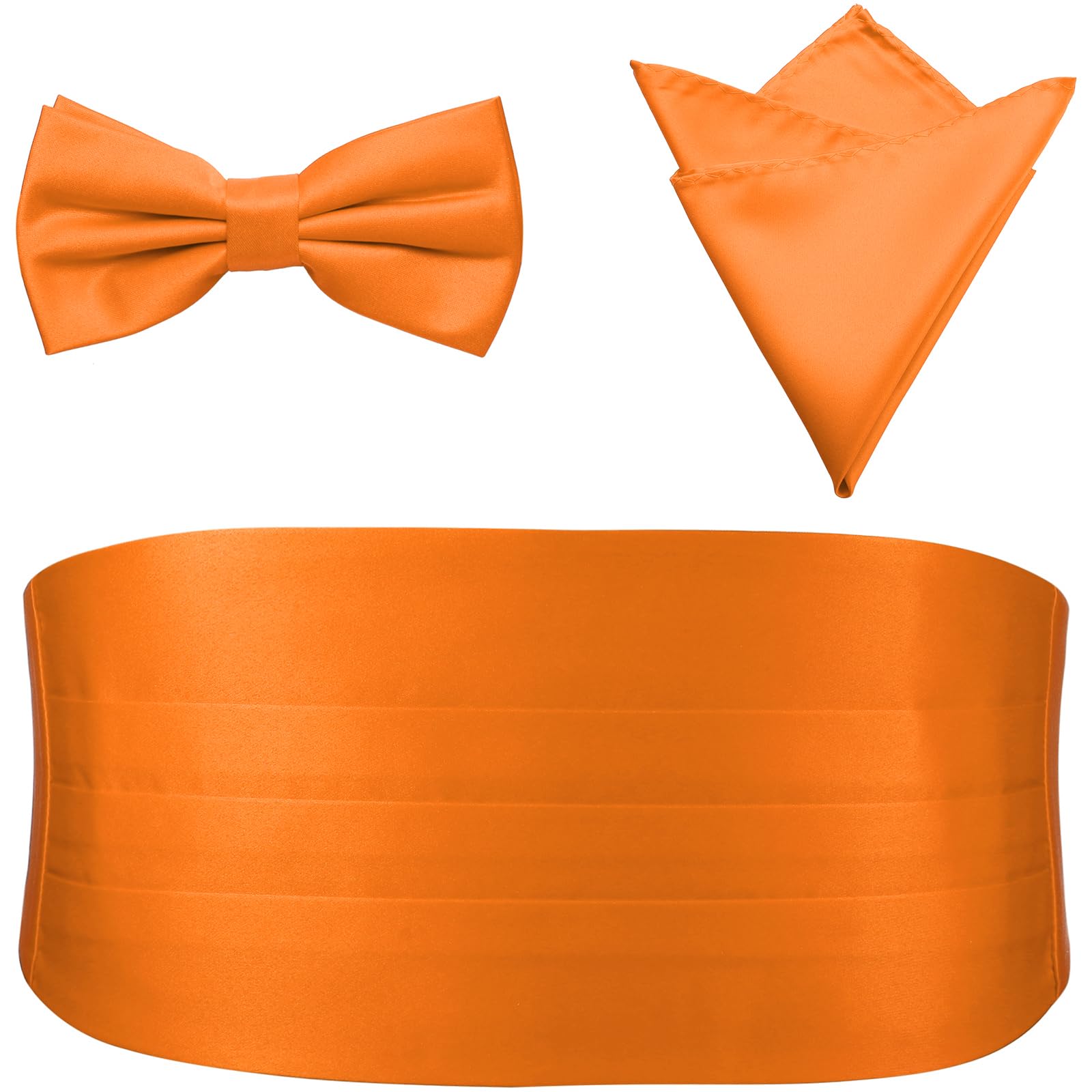 PenSee Mens Formal Solid Pre-tied Bow Tie &amp; Pocket Square &amp; Cummerbund Set Tuxedo Bow Ties for Men