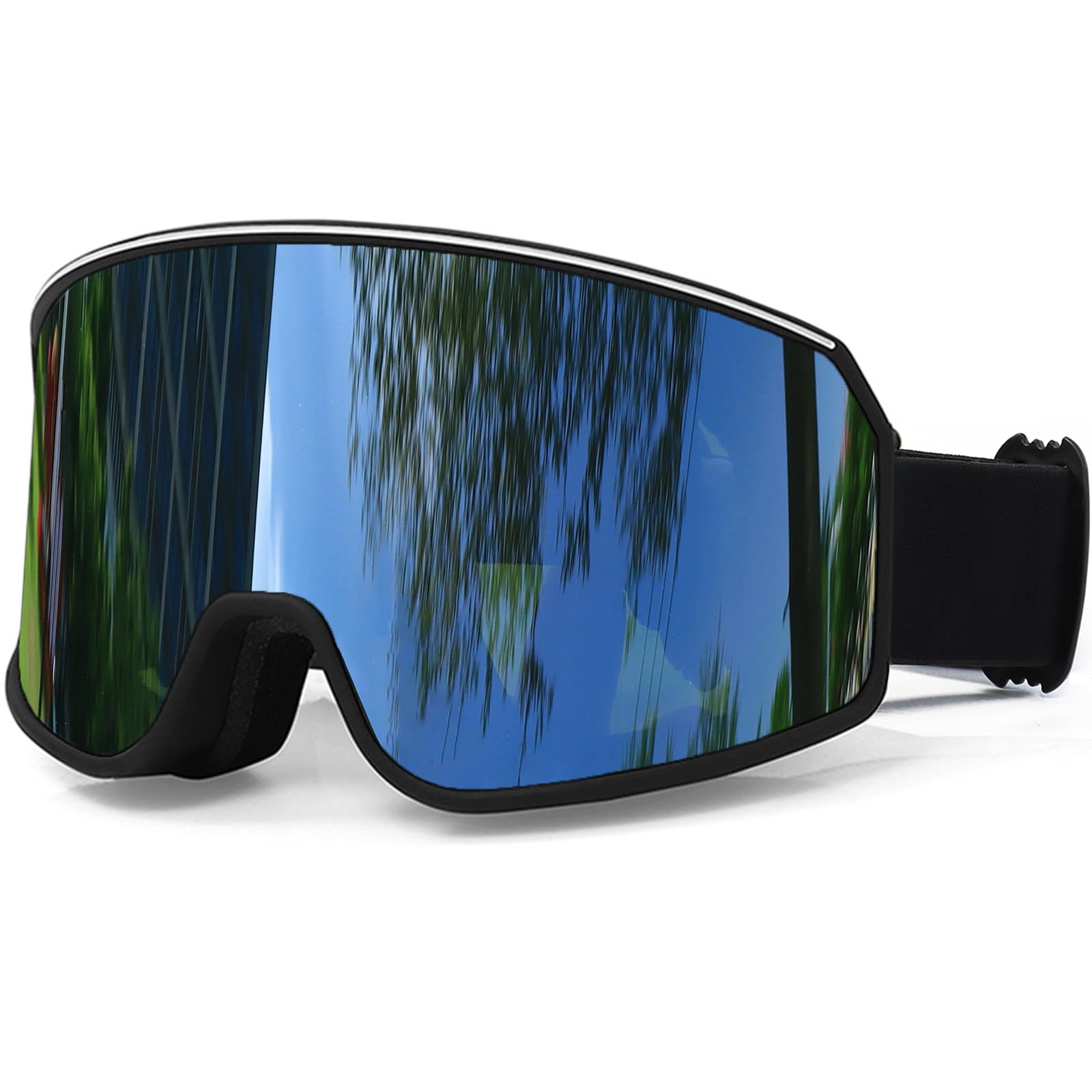 SPOSUNE Ski Goggles Over Glasses with Dual lens, Black&Grey Lens, 6.69 x 3.54 inch