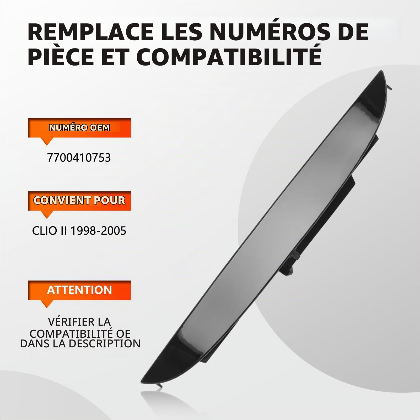 Feu stop arrière surélevé 3Rd pour Clio II 1998-2005 Troisième feu stop Feu stop #7700410753 Noir