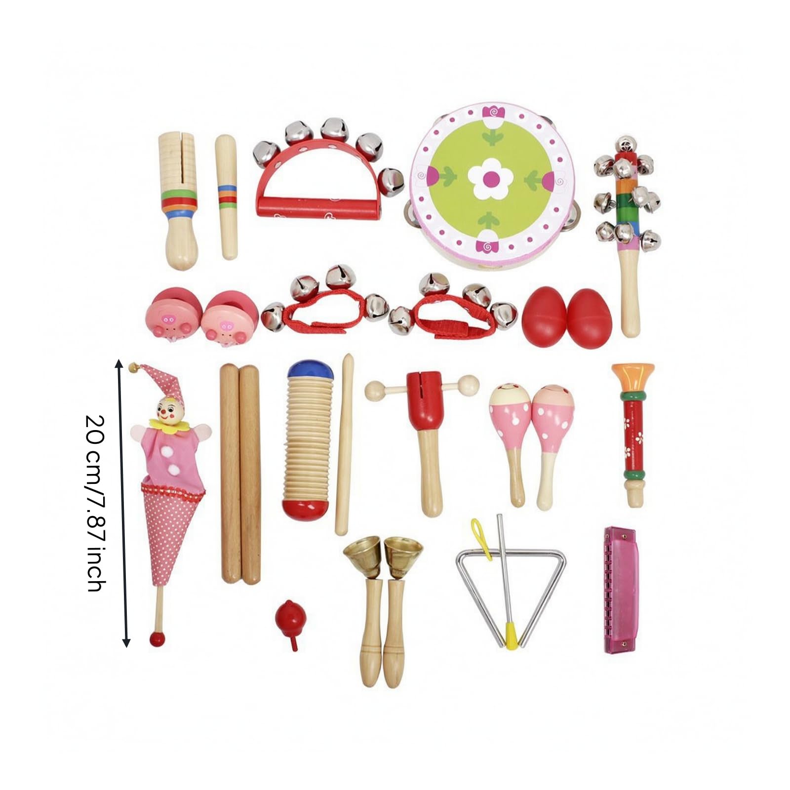 22 Pezzi Set di Strumenti Percussivo | Sviluppo ritmico e Coordinazione, Kit Le per Bambini, educativo, Kit di Strumenti li Percussione, Rosso