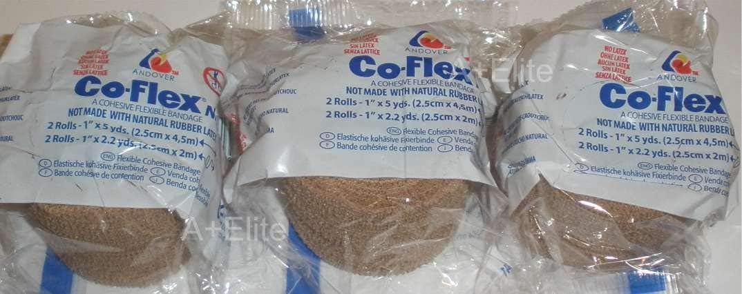 Andover CO-Flex NL 1"x5Yds Tan Flesh 6-Rolls Cohesive Flexible Elastic Latex Free Bandage Compression Self Adherent Wrap Kids Children Vet Animals Pets Cats Dogs Horses 5100TN : Health & Household