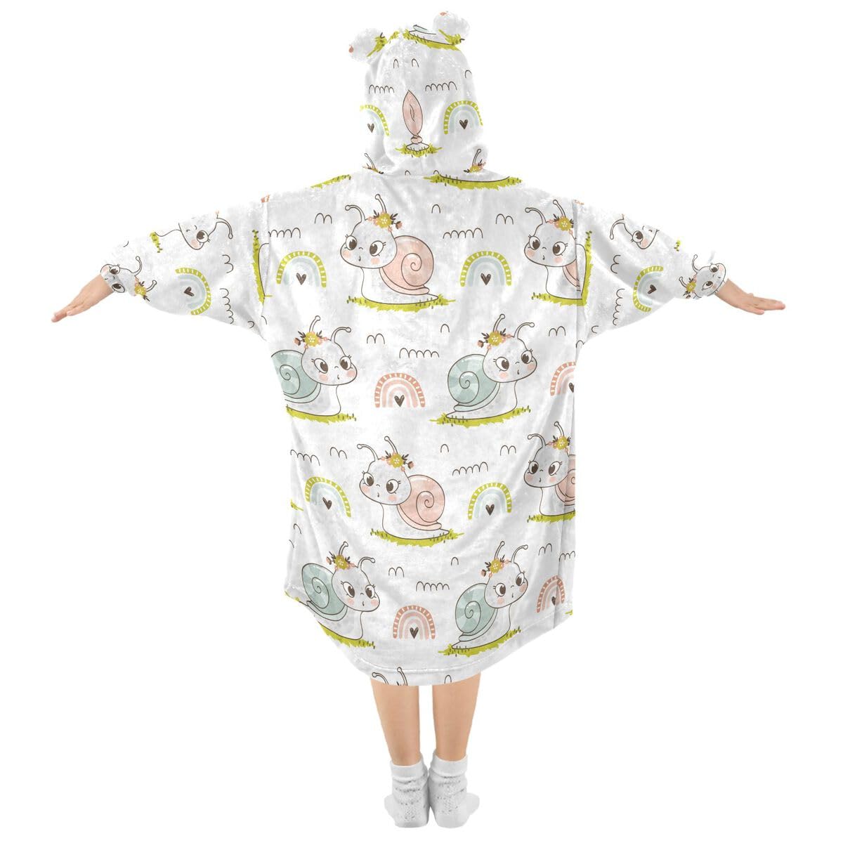 Mały ślimak tęczowy dziecięcy koc do noszenia bluza z kapturem oversize bluza koc pulower ślimaki dla chłopców i dziewcząt w wieku 3-14 lat, multi, 150-170