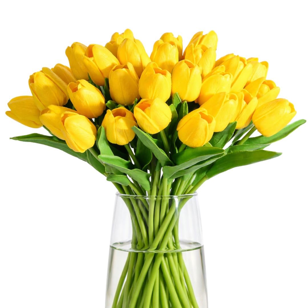 Red Tulip Flowers - 10 Artificial Bundles for Home Decor -10