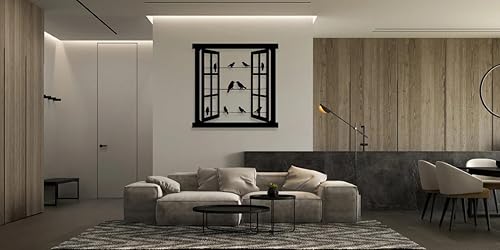 Miniatura 6 de NORTH KAISER Arte de pared de metal  Decoración de pared de ventanas y pájaros  Colgante de pared grande  Decoración del hogar para dormitorio, sala