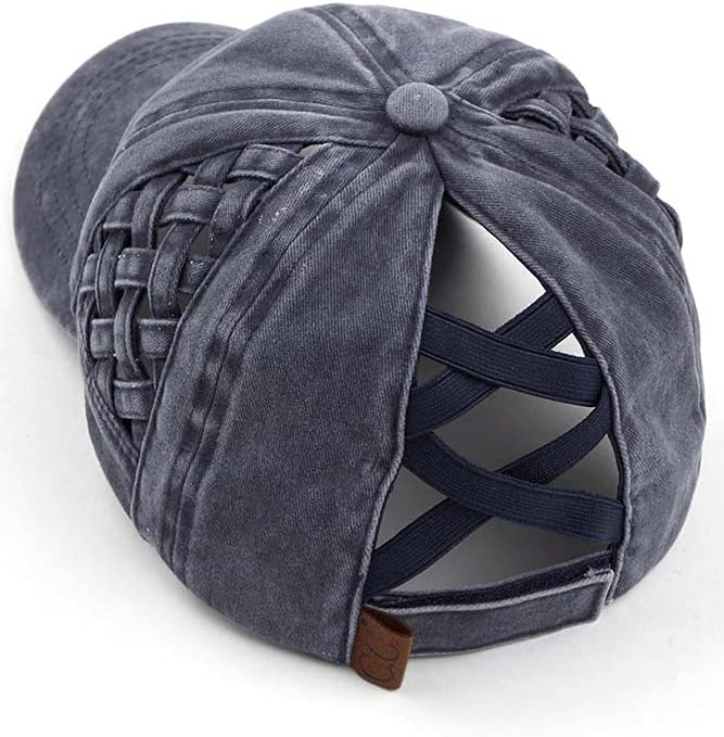 ScarvesMe Women's Weavon Basket Criss Cross Ponytail Messy Bun Baseball Cap Hat